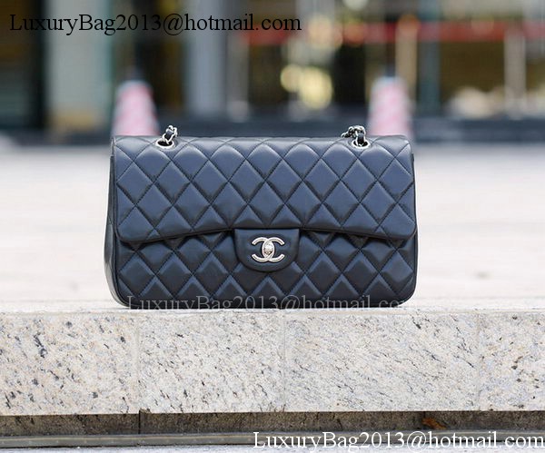 Chanel Classic Flap Bag Black Sheepskin Leather A1113 Silver Chanel Classic Flap Bag Black Sheepskin Leather A1113 Silver