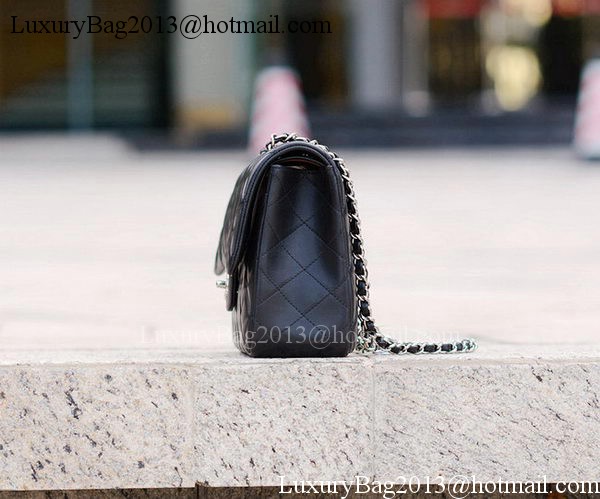 Chanel Classic Flap Bag Black Sheepskin Leather A1113 Silver Chanel Classic Flap Bag Black Sheepskin Leather A1113 Silver