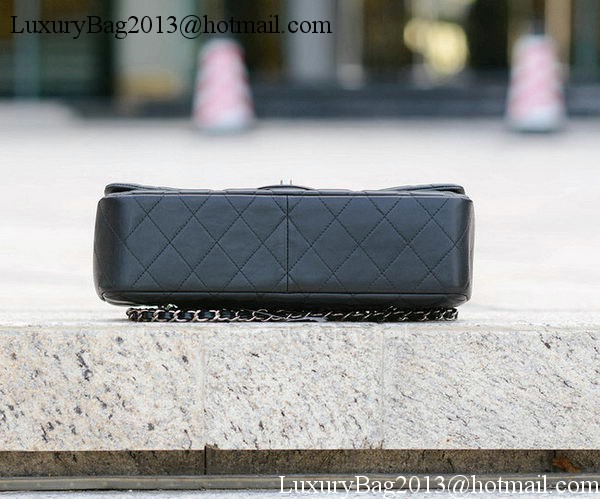 Chanel Classic Flap Bag Black Sheepskin Leather A1113 Silver Chanel Classic Flap Bag Black Sheepskin Leather A1113 Silver