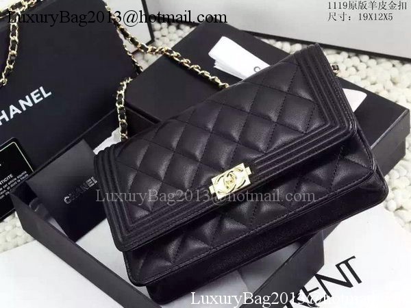 Boy Chanel WOC Flap Bag Black Sheepskin A1119 Gold Boy Chanel WOC Flap Bag Black Sheepskin A1119 Gold