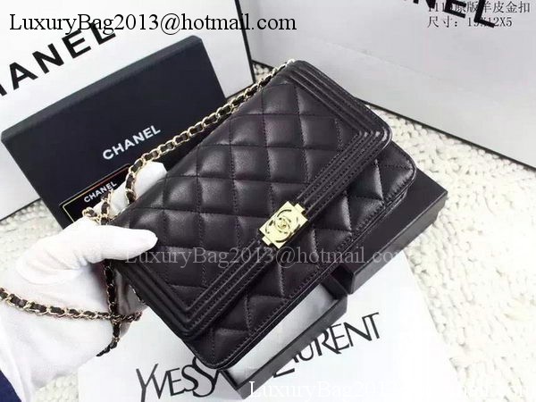 Boy Chanel WOC Flap Bag Black Sheepskin A1119 Gold Boy Chanel WOC Flap Bag Black Sheepskin A1119 Gold