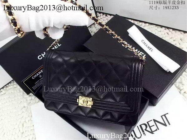 Boy Chanel WOC Flap Bag Black Sheepskin A1119 Gold Boy Chanel WOC Flap Bag Black Sheepskin A1119 Gold