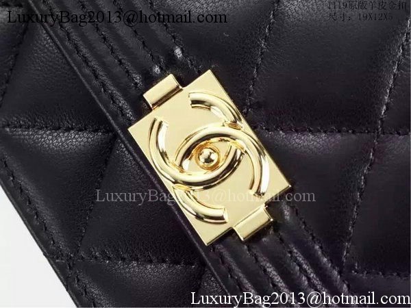 Boy Chanel WOC Flap Bag Black Sheepskin A1119 Gold Boy Chanel WOC Flap Bag Black Sheepskin A1119 Gold