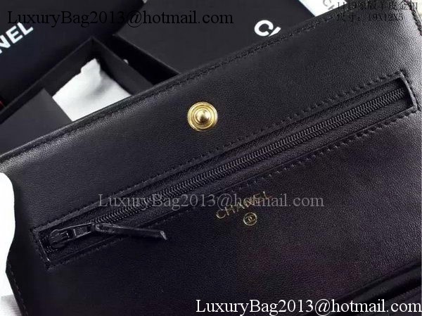 Boy Chanel WOC Flap Bag Black Sheepskin A1119 Gold Boy Chanel WOC Flap Bag Black Sheepskin A1119 Gold