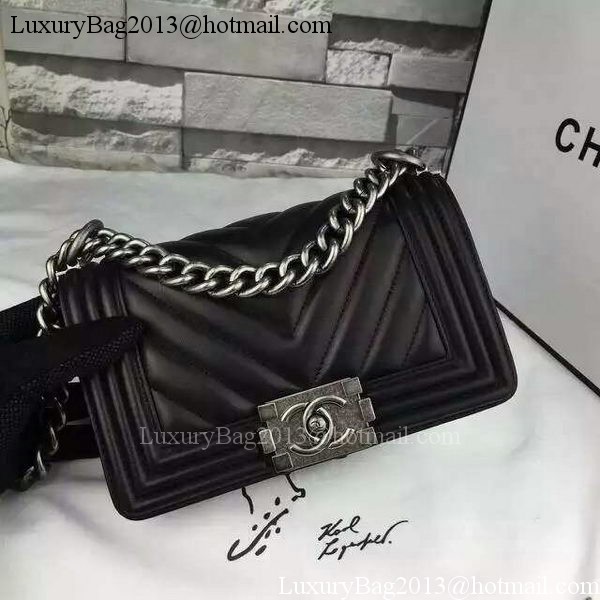 Boy Chanel mini Flap Bag Original Chevron Sheepskin Leather A5707 Black Boy Chanel mini Flap Bag Original Chevron Sheepskin Leather A5707 Black