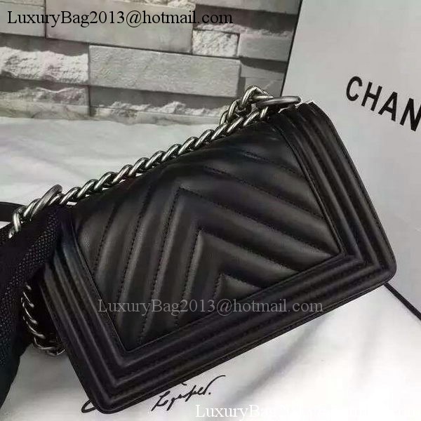 Boy Chanel mini Flap Bag Original Chevron Sheepskin Leather A5707 Black Boy Chanel mini Flap Bag Original Chevron Sheepskin Leather A5707 Black
