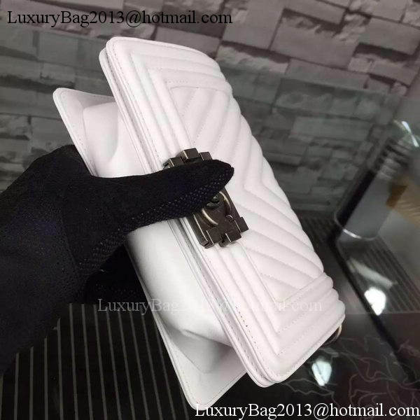 Boy Chanel mini Flap Bag Original Chevron Sheepskin Leather A5707 White Boy Chanel mini Flap Bag Original Chevron Sheepskin Leather A5707 White