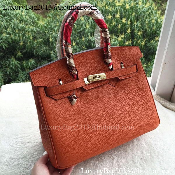 Hermes Birkin 30CM Tote Bags Orange Calfskin Leather BK30 Gold Hermes Birkin 30CM Tote Bags Orange Calfskin Leather BK30 Gold