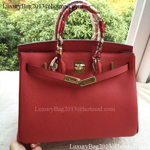 Hermes Birkin 35CM Tote Bag Red Litchi Leather BK35 Gold Hermes Birkin 35CM Tote Bag Red Litchi Leather BK35 Gold