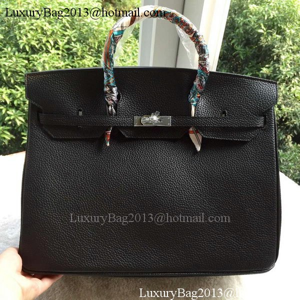 Hermes Birkin 40CM Bag Black Litchi Leather BK40 Silver Hermes Birkin 40CM Bag Black Litchi Leather BK40 Silver