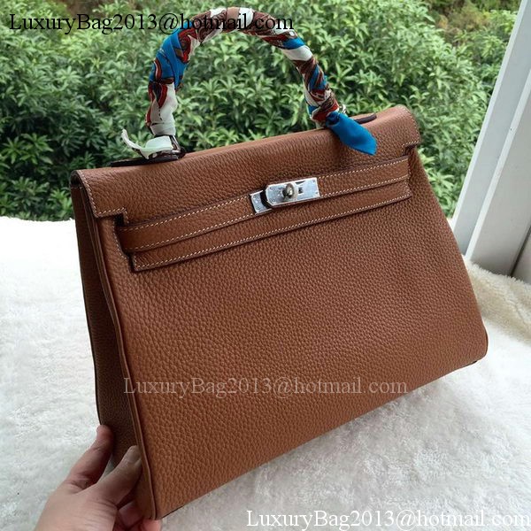 Hermes Kelly 32cm Shoulder Bag Brown Calfskin Leather K32CL Silver Hermes Kelly 32cm Shoulder Bag Brown Calfskin Leather K32CL Silver