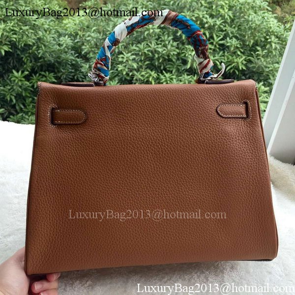 Hermes Kelly 32cm Shoulder Bag Brown Calfskin Leather K32CL Silver Hermes Kelly 32cm Shoulder Bag Brown Calfskin Leather K32CL Silver