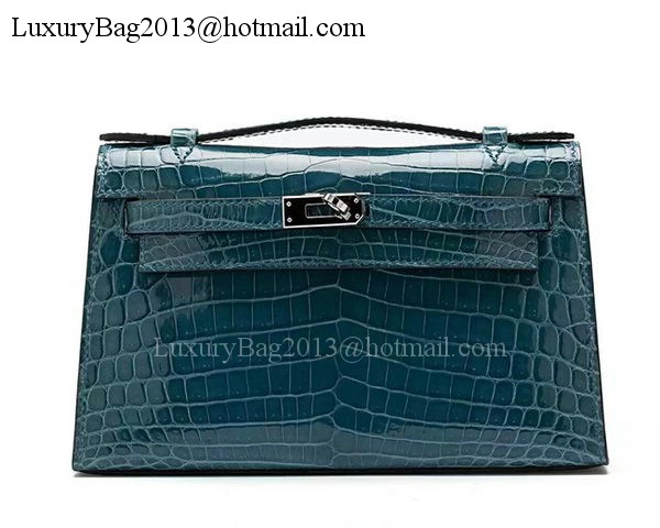Hermes MINI Kelly 22cm Clutch Croco Leather KL22 Green Hermes MINI Kelly 22cm Clutch Croco Leather KL22 Green