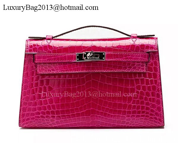 Hermes MINI Kelly 22cm Clutch Croco Leather KL22 Rose Hermes MINI Kelly 22cm Clutch Croco Leather KL22 Rose