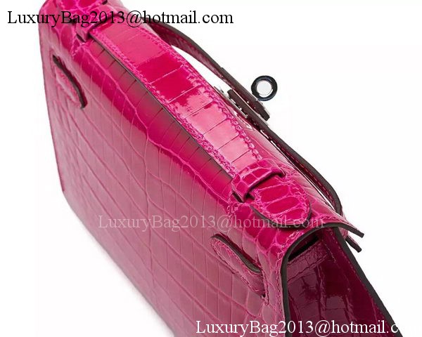 Hermes MINI Kelly 22cm Clutch Croco Leather KL22 Rose Hermes MINI Kelly 22cm Clutch Croco Leather KL22 Rose