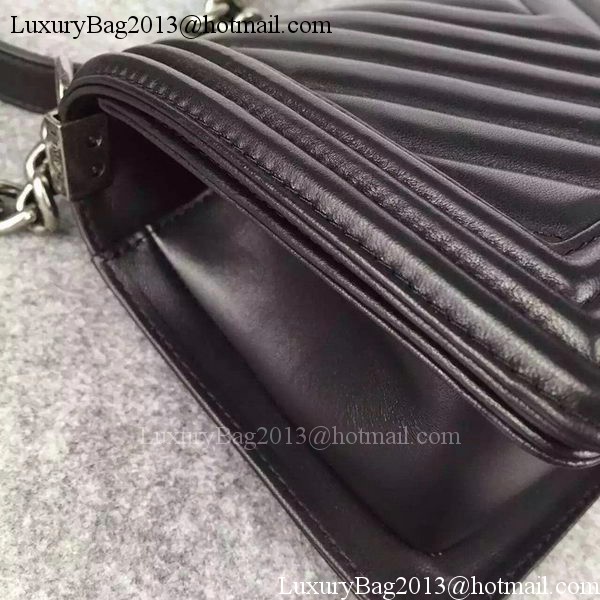 Boy Chanel Flap Bag Original Chevron Nubuck Leather A5708 Black Boy Chanel Flap Bag Original Chevron Nubuck Leather A5708 Black
