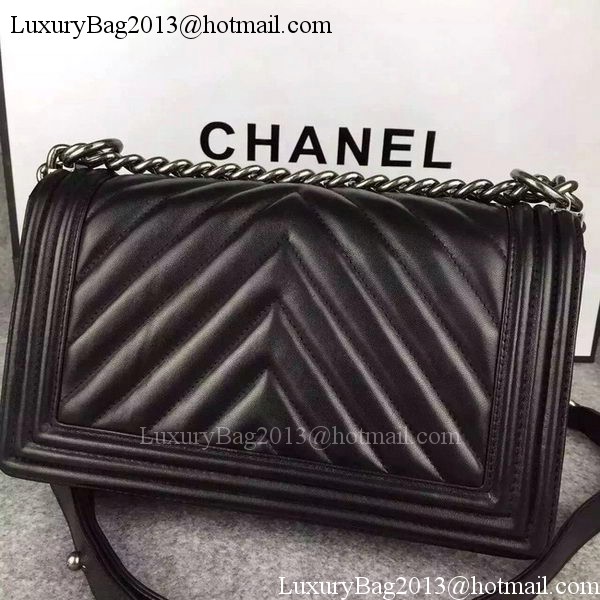 Boy Chanel Flap Bag Original Chevron Nubuck Leather A5708 Black Boy Chanel Flap Bag Original Chevron Nubuck Leather A5708 Black