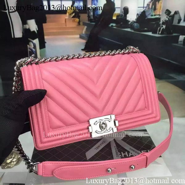 Boy Chanel Flap Bag Original Chevron Nubuck Leather A5708 Rose Boy Chanel Flap Bag Original Chevron Nubuck Leather A5708 Rose