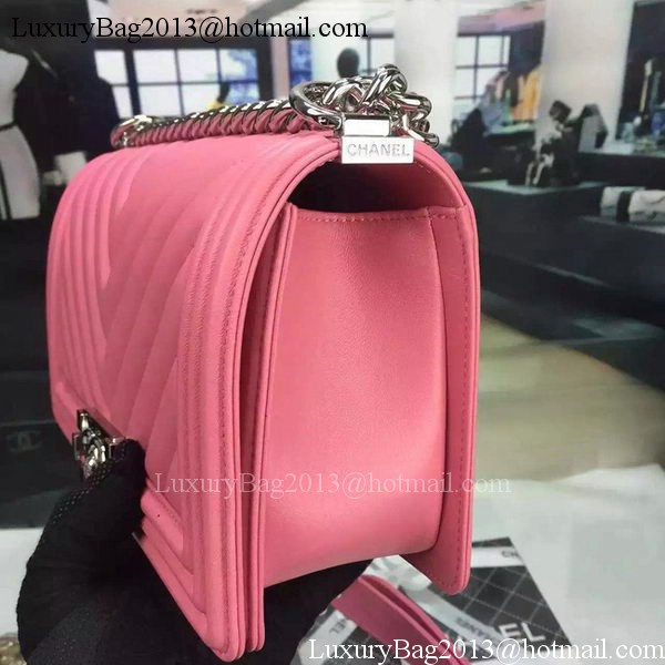 Boy Chanel Flap Bag Original Chevron Nubuck Leather A5708 Rose Boy Chanel Flap Bag Original Chevron Nubuck Leather A5708 Rose