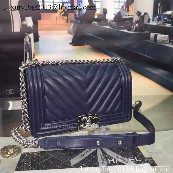 Boy Chanel Flap Bag Original Chevron Nubuck Leather A5708 Royal Boy Chanel Flap Bag Original Chevron Nubuck Leather A5708 Royal