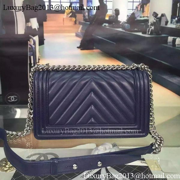Boy Chanel Flap Bag Original Chevron Nubuck Leather A5708 Royal Boy Chanel Flap Bag Original Chevron Nubuck Leather A5708 Royal