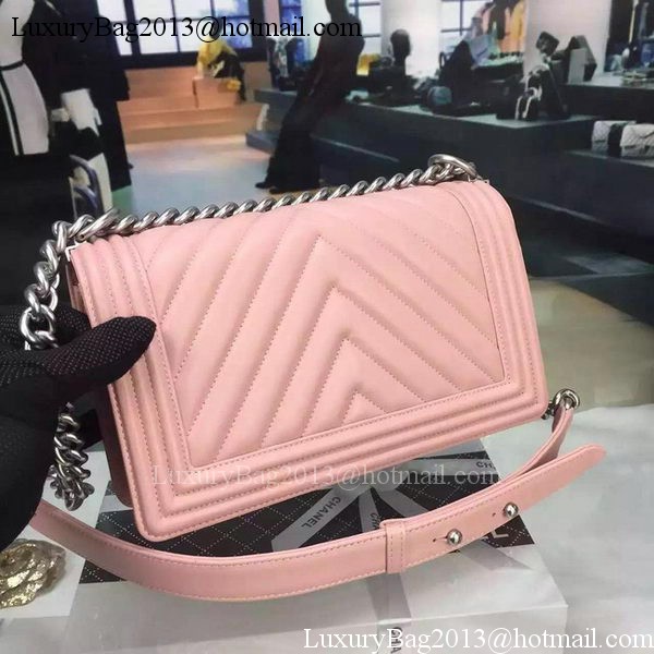 Boy Chanel Flap Bag Original Chevron Pink Nubuck Leather A5708 Silver Boy Chanel Flap Bag Original Chevron Pink Nubuck Leather A5708 Silver