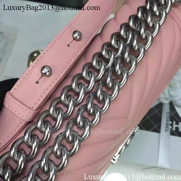 Boy Chanel Flap Bag Original Chevron Pink Nubuck Leather A5708 Silver Boy Chanel Flap Bag Original Chevron Pink Nubuck Leather A5708 Silver