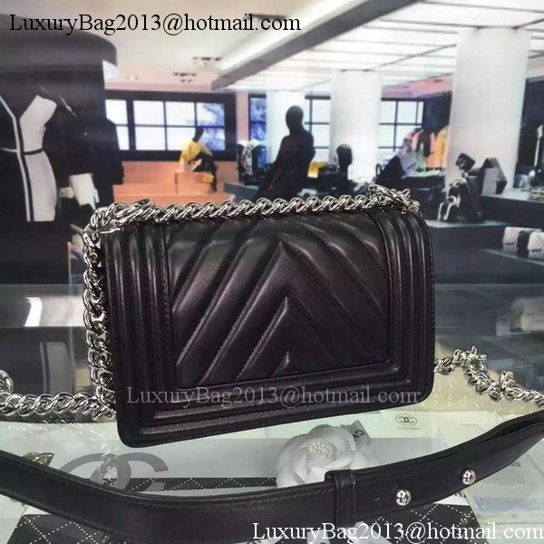 Boy Chanel mini Flap Bag Original Chevron Nubuck Leather A5707 Black Boy Chanel mini Flap Bag Original Chevron Nubuck Leather A5707 Black
