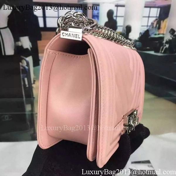 Boy Chanel mini Flap Bag Original Chevron Nubuck Leather A5707 Pink Boy Chanel mini Flap Bag Original Chevron Nubuck Leather A5707 Pink