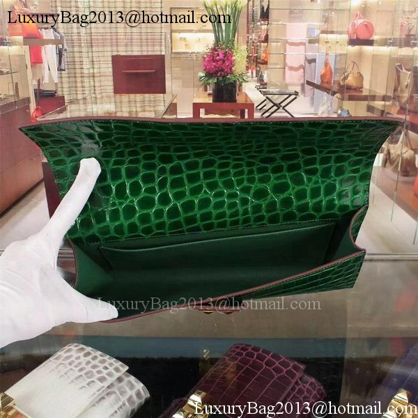 Hermes Croco Leather Clutch H88017 Green Hermes Croco Leather Clutch H88017 Green