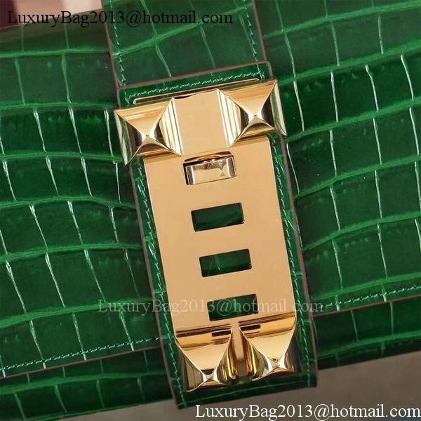 Hermes Croco Leather Clutch H88017 Green Hermes Croco Leather Clutch H88017 Green