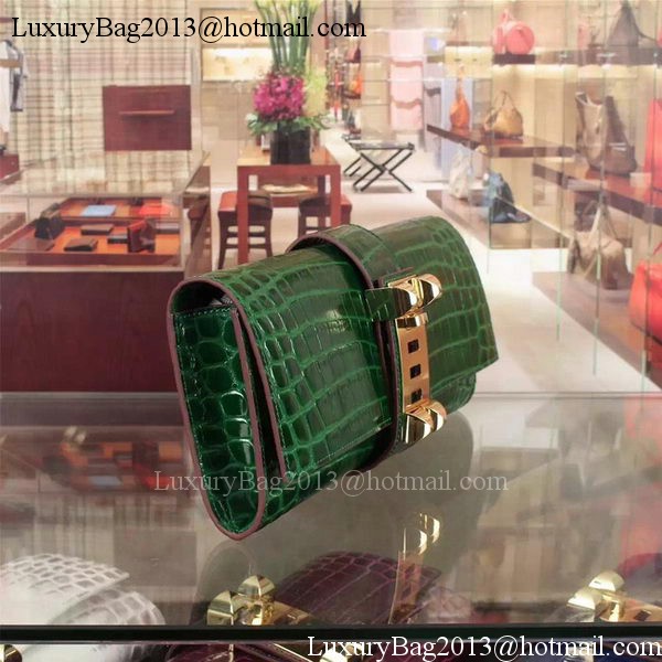 Hermes Croco Leather Clutch H88017 Green Hermes Croco Leather Clutch H88017 Green