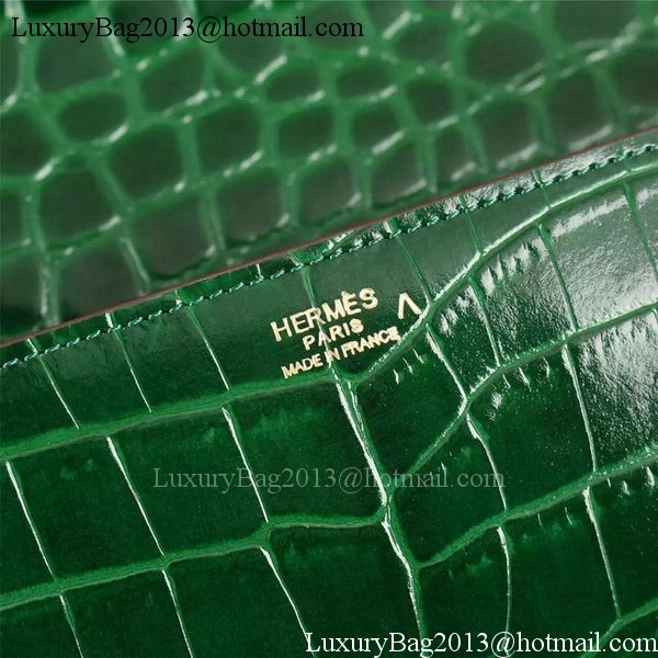 Hermes Croco Leather Clutch H88017 Green Hermes Croco Leather Clutch H88017 Green