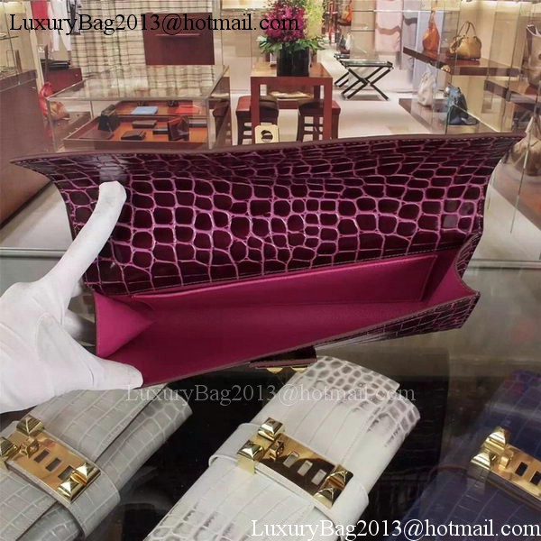 Hermes Croco Leather Clutch H88017 Purple Hermes Croco Leather Clutch H88017 Purple