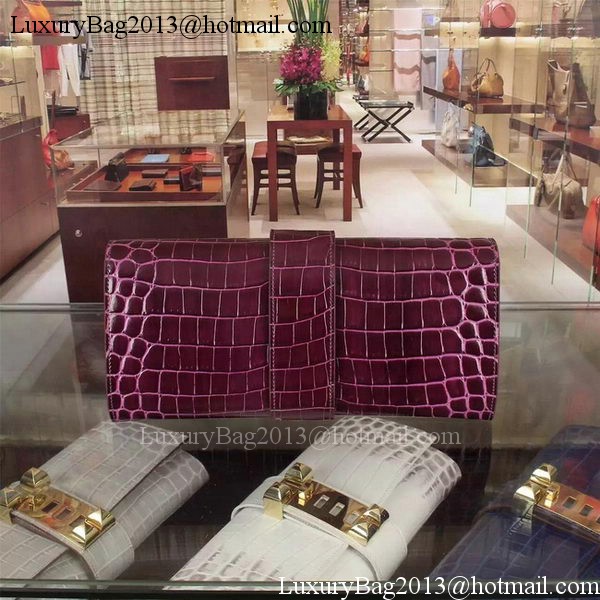 Hermes Croco Leather Clutch H88017 Purple Hermes Croco Leather Clutch H88017 Purple