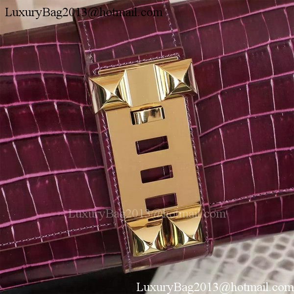 Hermes Croco Leather Clutch H88017 Purple Hermes Croco Leather Clutch H88017 Purple