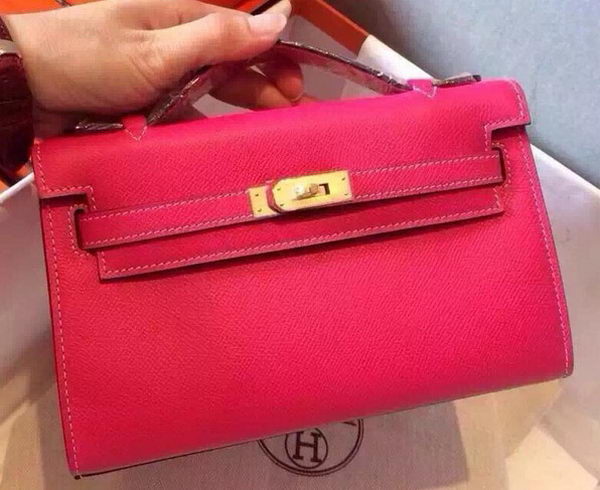 Hermes MINI Kelly 22cm Tote Bag Calfskin Leather K22 Rose