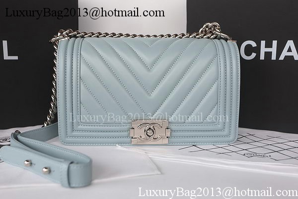 Boy Chanel Flap Bag Original Chevron Sheepskin A67025 Light Blue Boy Chanel Flap Bag Original Chevron Sheepskin A67025 Light Blue