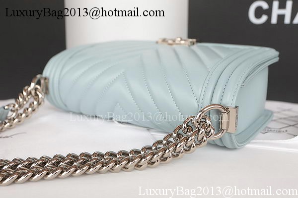 Boy Chanel Flap Bag Original Chevron Sheepskin A67025 Light Blue Boy Chanel Flap Bag Original Chevron Sheepskin A67025 Light Blue