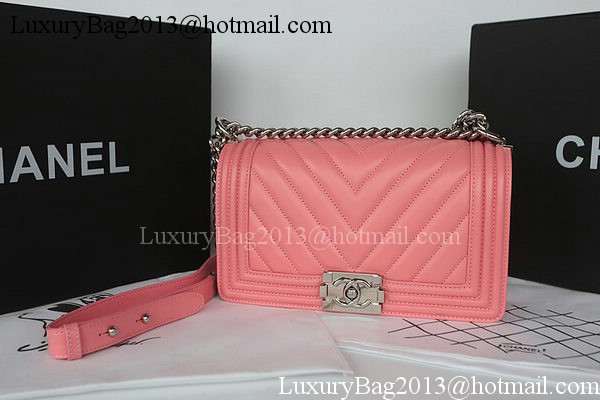 Boy Chanel Flap Bag Original Chevron Sheepskin A67025 Pink Boy Chanel Flap Bag Original Chevron Sheepskin A67025 Pink
