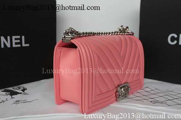 Boy Chanel Flap Bag Original Chevron Sheepskin A67025 Pink Boy Chanel Flap Bag Original Chevron Sheepskin A67025 Pink