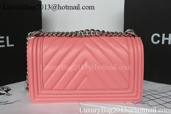 Boy Chanel Flap Bag Original Chevron Sheepskin A67025 Pink Boy Chanel Flap Bag Original Chevron Sheepskin A67025 Pink