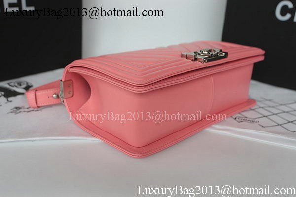 Boy Chanel Flap Bag Original Chevron Sheepskin A67025 Pink Boy Chanel Flap Bag Original Chevron Sheepskin A67025 Pink