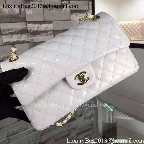 Chanel 2.55 Series Double Flap Bag White Original Patent Leather CF7024 Gold Chanel 2.55 Series Double Flap Bag White Original Patent Leather CF7024 Gold