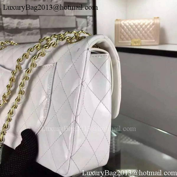 Chanel 2.55 Series Double Flap Bag White Original Patent Leather CF7024 Gold Chanel 2.55 Series Double Flap Bag White Original Patent Leather CF7024 Gold