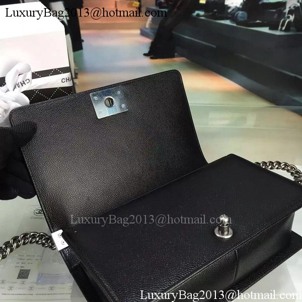 Chanel Boy Flap Shoulder Bag Black Original Calfskin Leather A8708 Silver Chanel Boy Flap Shoulder Bag Black Original Calfskin Leather A8708 Silver