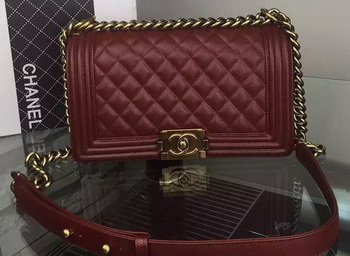 Chanel Boy Flap Shoulder Bag Burgundy Original Calfskin Leather A8708 Bronze Chanel Boy Flap Shoulder Bag Burgundy Original Calfskin Leather A8708 Bronze