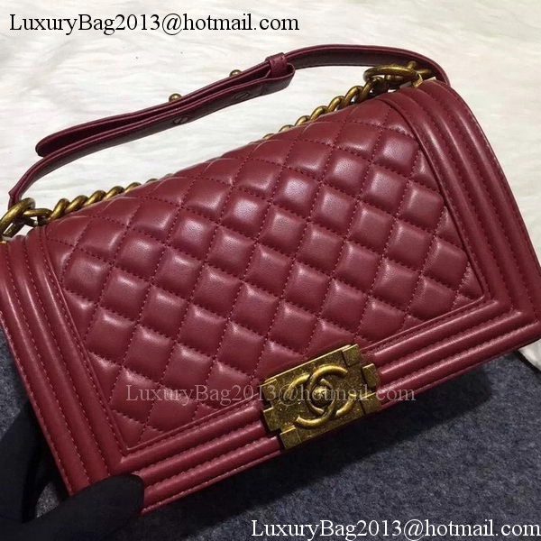 Chanel Boy Flap Shoulder Bag Burgundy Original Sheepskin Leather A67086 Bronze Chanel Boy Flap Shoulder Bag Burgundy Original Sheepskin Leather A67086 Bronze