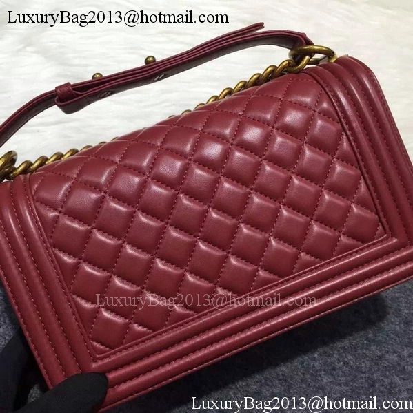 Chanel Boy Flap Shoulder Bag Burgundy Original Sheepskin Leather A67086 Bronze Chanel Boy Flap Shoulder Bag Burgundy Original Sheepskin Leather A67086 Bronze