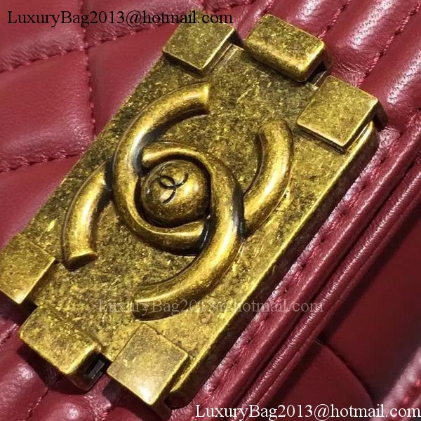 Chanel Boy Flap Shoulder Bag Burgundy Original Sheepskin Leather A67086 Bronze Chanel Boy Flap Shoulder Bag Burgundy Original Sheepskin Leather A67086 Bronze